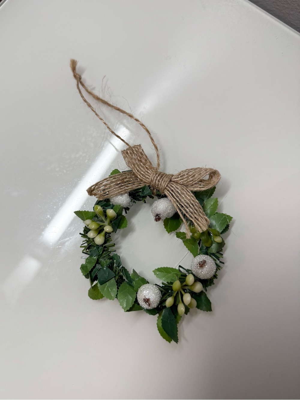 Mini Wreath Ornament with Burlap Bow